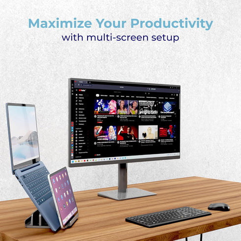 Vertical Laptop Stand Holder, 5 Slots, Aluminum Space-Saving Dock, Adjustable Size for Apple