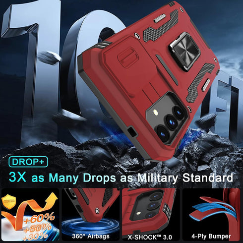 DEERLAMN for Samsung Galaxy S24+ Plus Case, Military Grade Shockproof Protective Cover with Slide Camera Cover + Screen