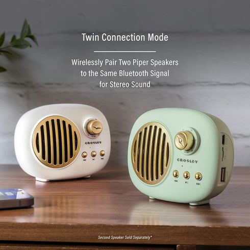 Crosley CR3044A-WH Piper Portable Bluetooth Speaker, White