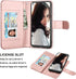 Njjex Wallet Case for Samsung Galaxy A21, 2020, Rose Gold, PU Leather with 9 Card Slots, Detachable Kickstand & Lanyard