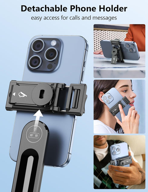 qirita 70" 1/4" Extendable Selfie Stick Tripod, Automatic Phone Tripod with Magnetic Remote & Screw, Lightweight Travel