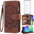 Asuwish Wallet Case for Samsung Galaxy S10 Plus - Brown Leather Flip with Tempered Glass & Card Holder Stand.