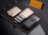 Phone Card Holder RFID Sleeve, PU Leather Back Stick-On Wallet for 5 Cards, Cash for iPhone/Android/Samsung (Gold)