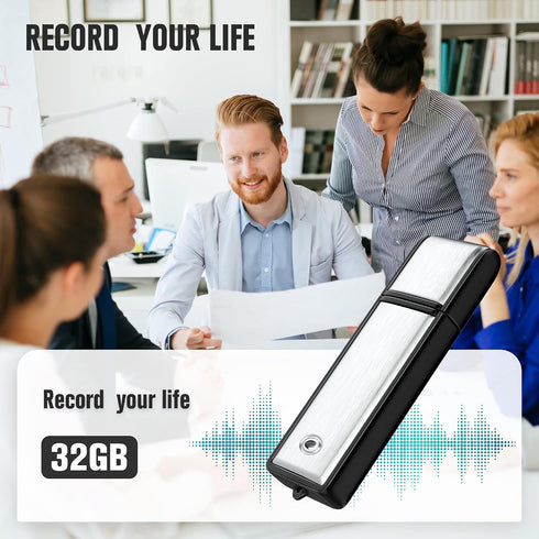 HAKSDOWO 32G 750 Voice Recorder, Digital Audio Recorder with Hours Recording Capacity Noise Reduction USB Recording