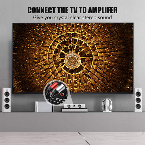 Tan QY 2RCA to 2RCA Cable 30Ft, Gold-Plated 2 RCA Male to 2 RCA Male Stereo Audio Cable for Home Theater, HDTV, Gaming