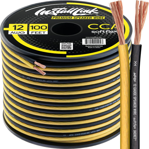 Install Link 12 AWG Speaker Wire Cable (100 Feet) for Stereo, Car or Home Theater, CCA