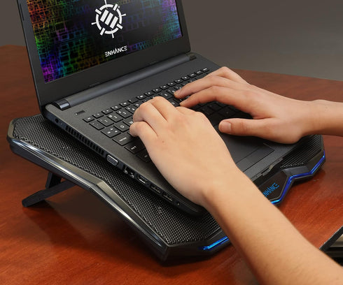 ENHANCE Cryogen 5 Gaming Laptop Cooling Pad Stand, Ultra Quiet with 7 Adjustable Height Settings
