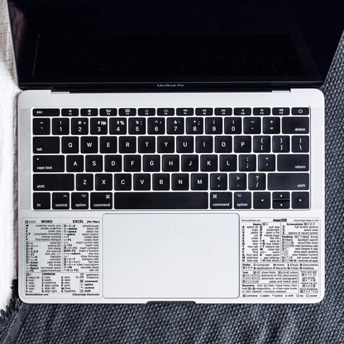 SYNERLOGIC Quick Reference Keyboard Shortcut Stickers for Mac OS (M/Intel) - 1 Set for MacBook Air/Pro/iMac/Mini (Clear)