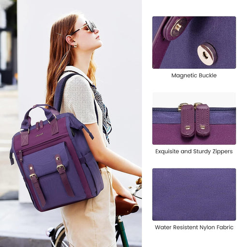 15.6 inch Backpack Backpacks LOVEVOOK Laptop for Women, Teacher Nurse Work Travel Purse,Computer Bag, Purple Blue