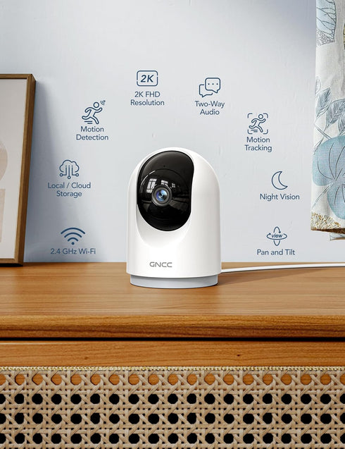 GNCC 2K 2-Way 2.4G Indoor Security Camera, Cameras for Home Security with Motion Detection, Baby/Pet Camera with Phone