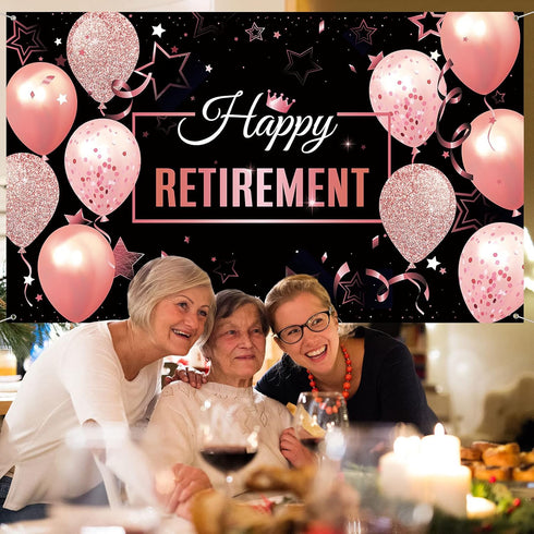 Blulu Retirement Party Decorations, Extra Large Fabric Retire Sign Banner Photo Booth Backdrop, 72.8 x 43.3 Inch