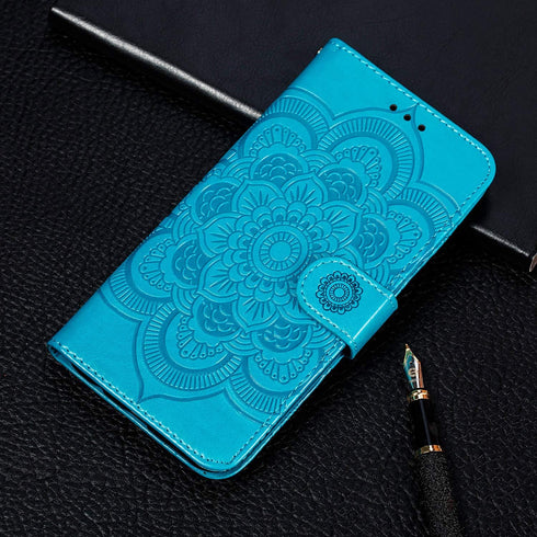 EYZUTAK Mandala Case for iPhone SE(5G) 2022, iPhone 7, 8, Premium Leather Flip Wallet with Card Slots, Magnetic Stand -