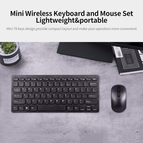 KM901 Wireless Keyboard Mouse Combo, Portable 2.4G Mini 78 Key Keyboard and Mouse Set for Office