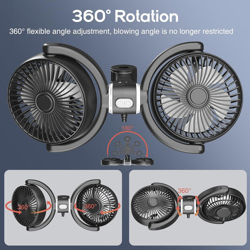360 3-Speed Trustnice USB Car Fan for Backseat for Kids, Dual Head Car Seat Fan Independently Controlled Rotatable