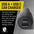 Mob Armor 38W Dual USB Quick-charge USB A + USB C Car Charger - Fast Charging Adapter for Car Phone Charger - Black