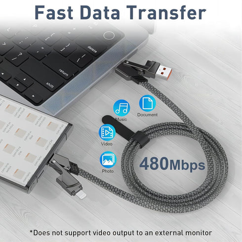 USB C Cable, 4 in 1 Multi Charger Cable, USB C Adapter for iPhone/iPad/MacBook/Samsung and All USB C Devices