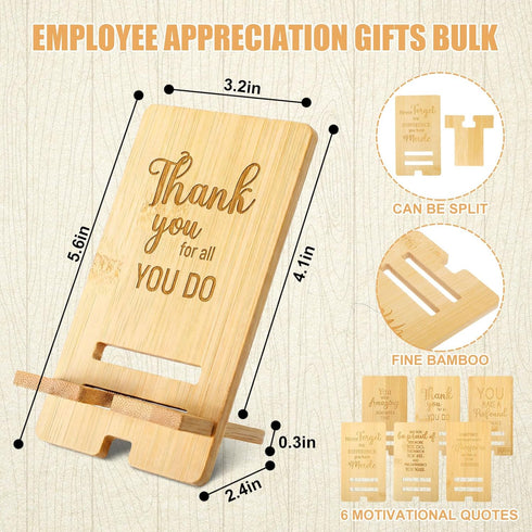 Ripeng 12 Pcs Employee Appreciation Gifts Bulk Bamboo Phone Stand for Desk Office Worker Thank You Gift