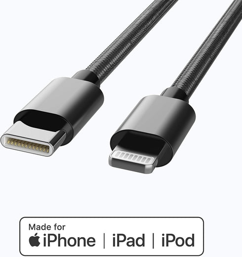 Apple MFi Certified 4FT USB C to Lightning Cable (Black) for iPhone X/XS/XR/XS Max/8/8 Plus, compatible with Type C