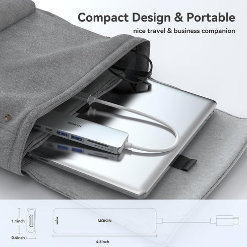 MOKiN USB C Hub HDMI Adapter, 7 in 1 Dongle with HDMI, SD/TF Card Reader, USB C Data Port, 100W PD for MacBook