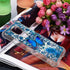 Moto G Play 2021 Case with Tempered Glass Screen Protector - Glitter Bling Floating Liquid Sparkle Soft TPU Case, Blue
