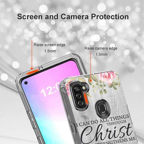 Clear Galaxy A11 Case Compatible with Samsung A11, Dual Layer Hybrid Soft TPU + Hard PC Shockproof Phone Case, Bible