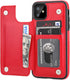 OT ONETOP iPhone 11 Wallet Case, Red PU Leather Kickstand with Card Holder, Shockproof Cover, 6.1 Inch