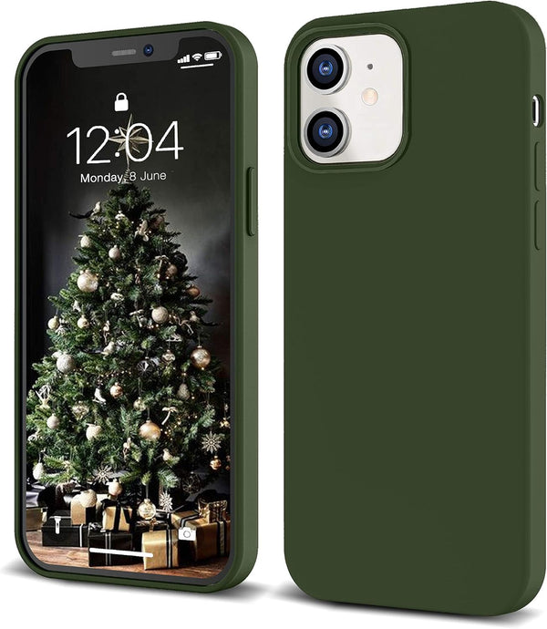 IceSword iPhone 12 Mini Case - Matte Dark Green, Thin Silicone Gel Rubber Shockproof Case, 5.4"