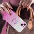 Slim Glitter Case for iPhone 13 with 360° Ring Holder Kickstand, Shock-Absorbent Protective Cover (Pink)