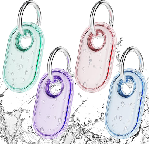 4-Pack Samsung Smart Tag 2 Case with Key Ring, Full-Wrapped IPX8 Waterproof TPU Cover for Galaxy SmartTag2,