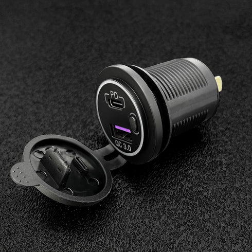 MGI SpeedWare Dual USB Port Charger Socket for Cars, 12V 24V 36W PD Type-C + QC3.0 Quick-Charge Socket