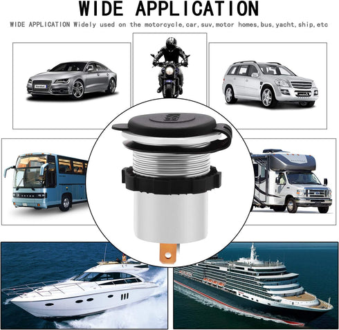 Upgraded Aluminum Alloy Fast Charging 3.0 USB Charger Socket, IP66 Waterproof Dual USB Power Outlet for Vehicles