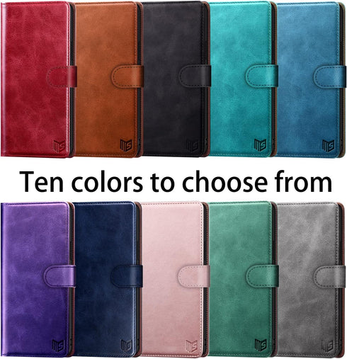 SUANPOT Samsung Galaxy S10+/S10 Plus Wallet Case, RFID Blocking Credit Card Holder, PU Leather Flip Folio Cover (Sea