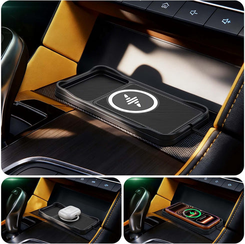 LANSEMKU 17/16/15/14/13/12 SE3/SE2/XS/X/XR/8, 30cm Wireless Car Charger Pad, Fast Car Wireless Chargers Charging pad