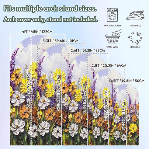 Jnbasdffb 7.2 Vintage Flowers Wedding Arch Cover,Stretchy Spandex Arch Backdrop Stand Covers FT,Spring Rustic Oil