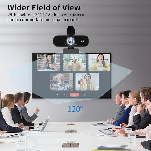 Lusinx 2K Webcam for Computer, USB Plug&Play, Auto Low Light Correction, Privacy Cover, Tripod, Wide Angle