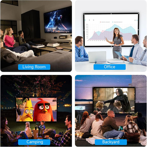 Projector Screen 100 inch, 4K Movie Projector Screen 16:9 HD Foldable and Portable Anti-Crease Indoor Outdoor Double Sided Video Projector Screen for Home, Party, Office, Classroom