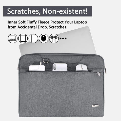 V Voova Laptop Bag 13-14 inch with Shoulder Strap & Handle, Waterproof Laptop Case Sleeve Compatible with 13-14” MacBook Air/MacBook Pro, Slim Briefcase Computer Cover for Men Women, Grey by V Voova