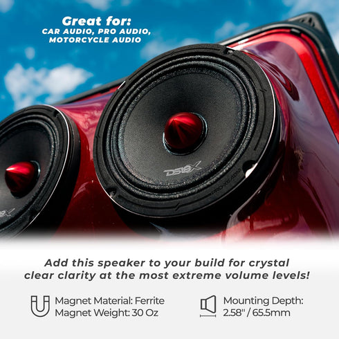 DS18 PRO-X6.4BM Loudspeaker, 6.5", Midrange, 500W Max, Premium Quality Audio Door Speakers for Car or Truck