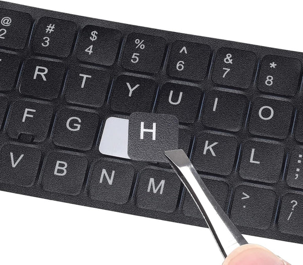 2PCS Universal English Keyboard Stickers Letters with Tweezer, Keyboard Stickers Black Background