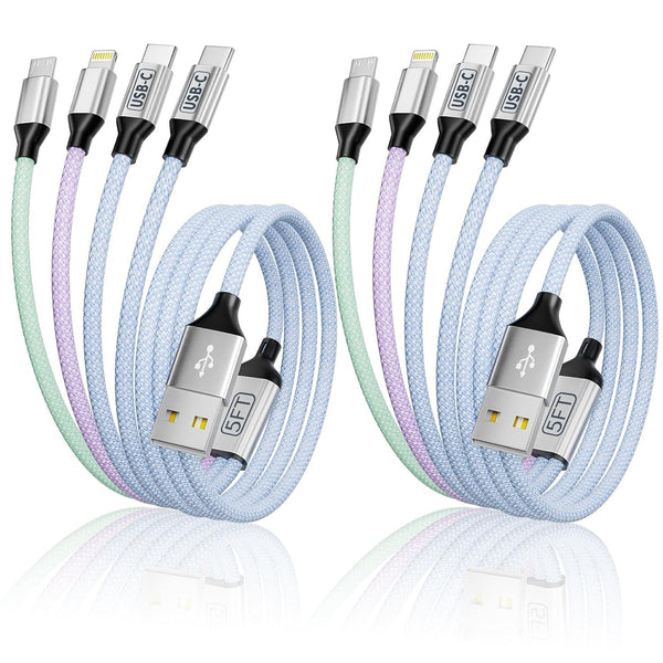 Jogrytece Dual Type C Ports Multi Charging Cable, 4 In 1 USB Cable