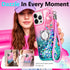 NGB Designed for iPhone 11 Pro-Max Case, Pink/Aqua Glitter Liquid Sparkle Cover with Accessories