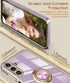Dretal Galaxy A15 5G Case - Slim TPU, Screen Protector, 360° Rotatable Ring Holder, Magnetic Kickstand, Gold Edge