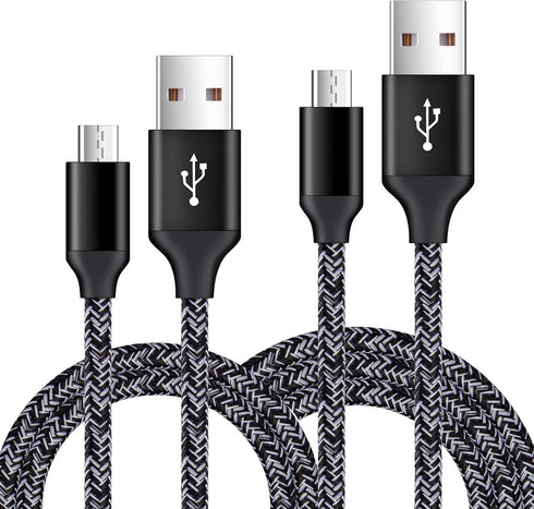 Micro USB Cable 2-Pack: 1.6FT & 3FT Fast Charging Cords for Samsung Galaxy J7, S6, S7 Edge, Note 3/4/5, LG Stylo 2/3