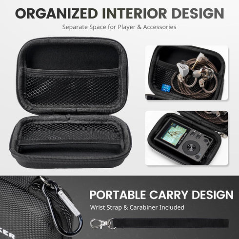 HIFI WALKER MP3 H2, H2 G7, Player Case Compatible with Touch and Portable Hard EVA Carrying Case for Earphones, USB