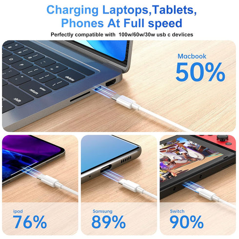 Durcord USB C to USB C Fast Charger Cable, 100W 2 Pack 1ft, Compatible with iPhone/Samsung/Android Devices