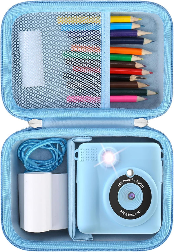 Hard Travel Case for Instant Print Camera Compatible with ESOXOFFORE/YTETCN/WEEFUN/GKTZ/Anchioo, Blue Storage Holder