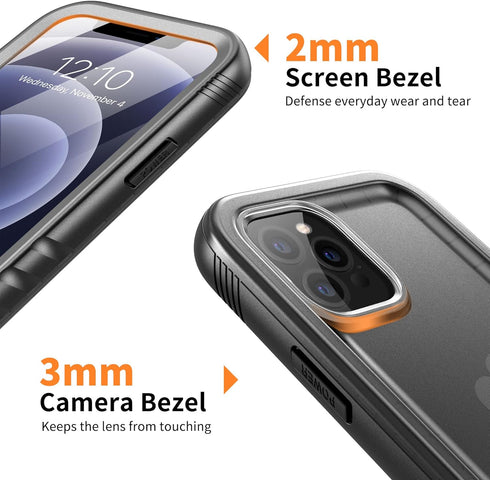Cozycase Waterproof Case for iPhone 12 Pro Max - Built-in Screen Protector, Shockproof Full Body Cover (Black)