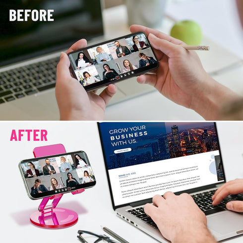 Tomorotec Adjustable Angle Acrylic Cell Phone Stand for Desk, Foldable Acrylic Phone Holder Cute for Office, Portable