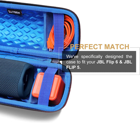 LTGEM EVA Hard Carrying Case for JBL FLIP 6/FLIP 5 - Waterproof Portable Bluetooth Speaker Case, Blue