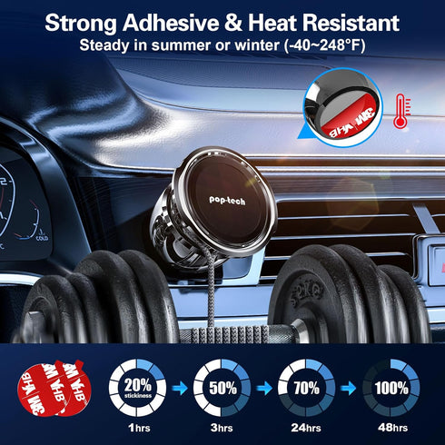 pop-tech Magnetic Car Phone Holder: Adhesive All-Metal Dash Mount for Mercedes Benz GLC/C/E/CLS-Class - Universal